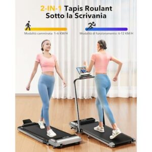 Tapis Roulant Elettrico 2 in 1: Pieghevole con Pendenza, App e Display LED