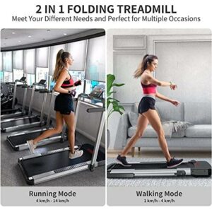 Tapis Roulant Elettrico Pieghevole 2 in 1: 14km/h, Display LCD, App Intelligente