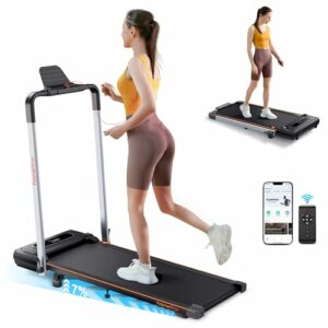 Tapis Roulant Elettrico Pieghevole 2 in 1: Salvaspazio & Inclinabile, Pendenza 12KM/H, 2,25HP, Schermo LED, App Fitshow - Max.110 KG