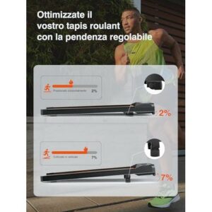 Tapis Roulant Elettrico Salvaspazio 1-8 km/h, Motore Silenzioso 2.0 HP & Schermo LED