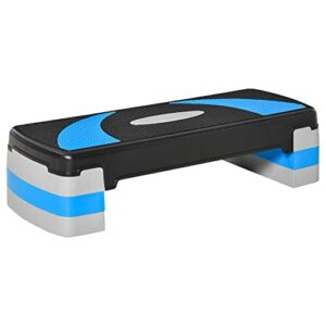 Stepper Fitness Aerobico Regolabile 10-15-20 cm, Blu e Nero