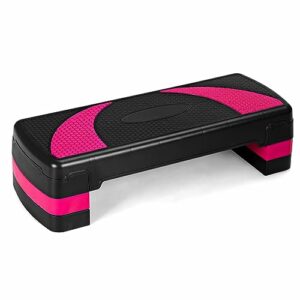 Stepper Fitness COSTWAY per Aerobica: 3 Altezze, Allenamento Casa-Gym – Nero Rosa
