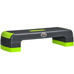 Stepper Aerobica Fitness Altezza Regolabile 3 Livelli, Antiscivolo, 78x28x20 cm, Verde/Grigio
