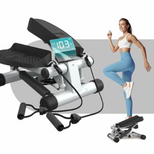 Stepper Niceday: Up-Down Swing con Power Ropes | Display LCD | Allenamento 2 in 1 | Fino 100 kg | Trainer gambe/braccia