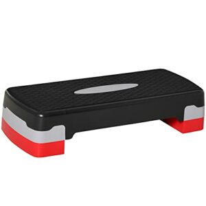 Stepper Fitness HOMCOM con Altezza Regolabile, 68x29cm, Nero/Rosso