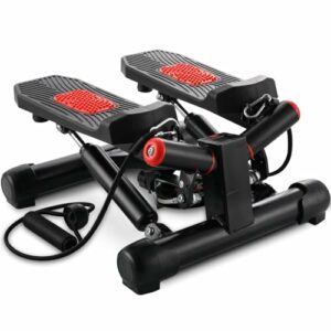 Stepper fitness con fasce di resistenza per forma e tonificazione, resistenza regolabile, display LCD, fino a 120 kg