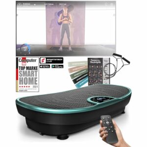 Pedana Vibrante Sportstech VP250: Potente Palestra Casa 200W, 180 Livelli, 7+1 Programmi, Display Touch Turchese